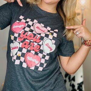 Graphic Tee with Heart Design
